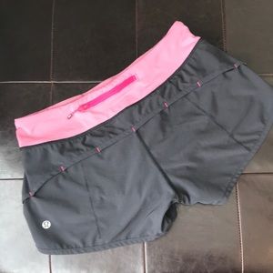 Lululemon speed shorts black and pink size 4